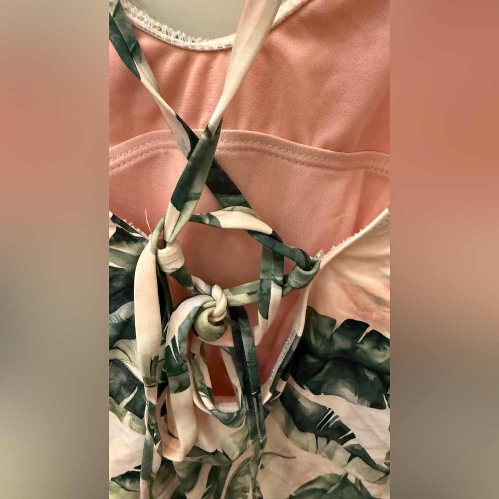 ANTONIO MELANI for Dillards Pink & Green Tropical One-Piece Swimsuit Tie-Back - Picture 6 of 9